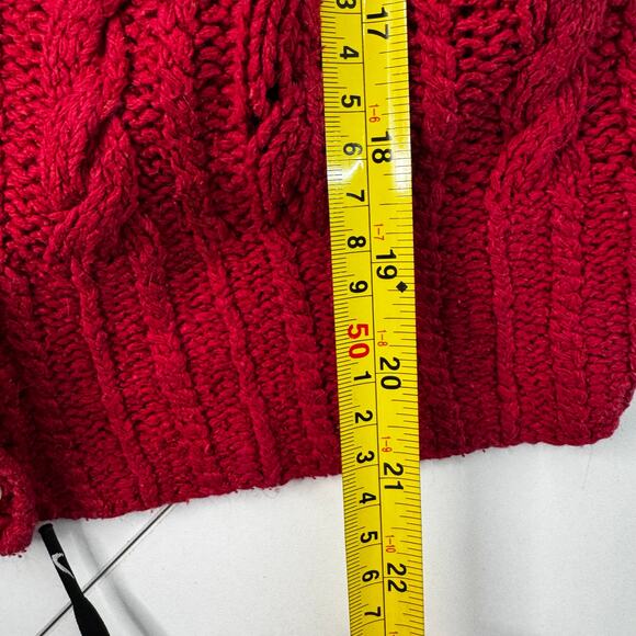 Vintage Hand Knit Cardigan Red Silk Angora Blend Delicate Boho Small Cottage - Picture 6 of 7